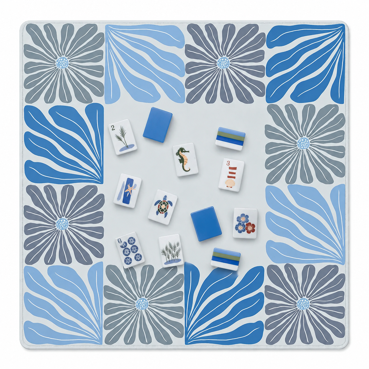 Mahjong by SI™ Garden Grid | Blue Mahjong Mat