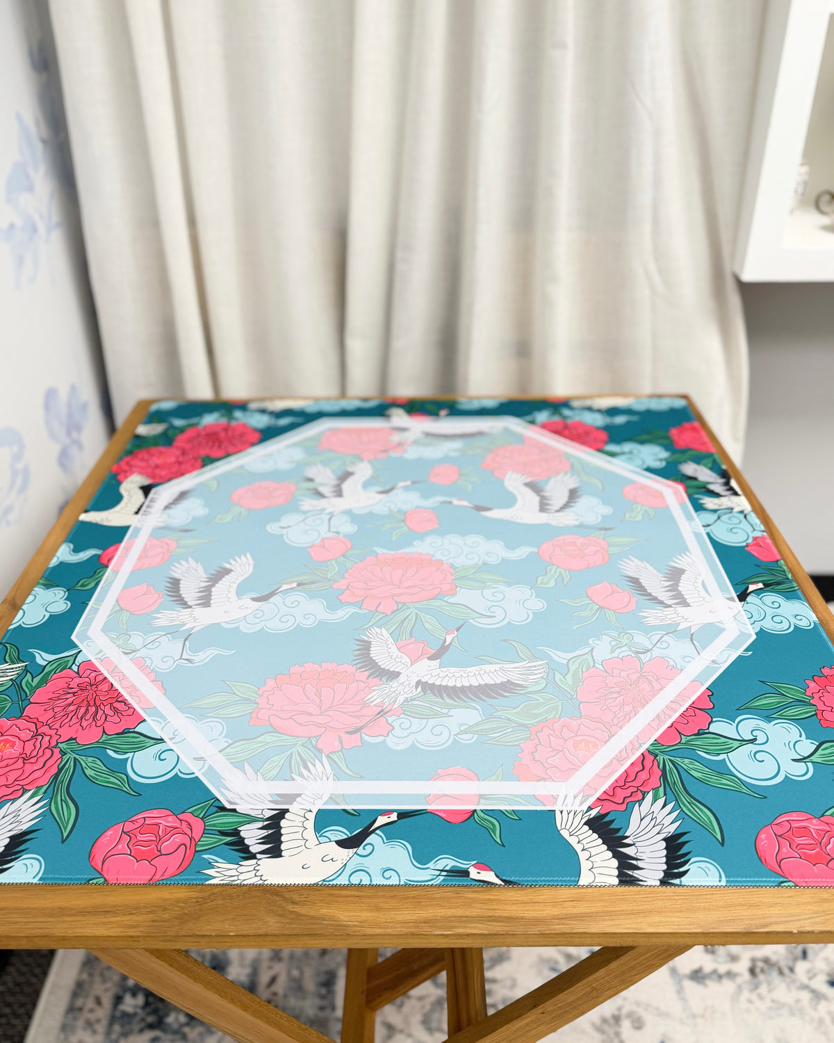 Mahjong by SI™ Crane Dance | Blue Mahjong Mat