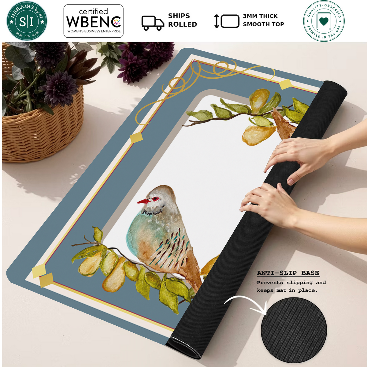 A Pear-fect Pair mahjong mat — Rolled Mat Feature Image