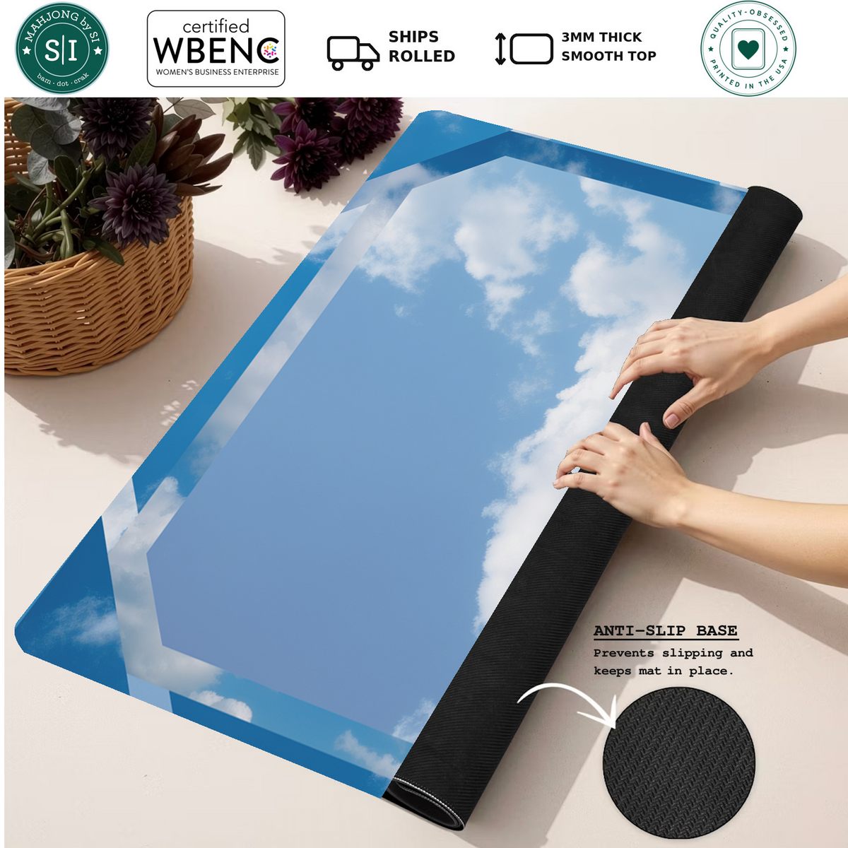 Above the Clouds mahjong mat — Rolled Mat Feature Image