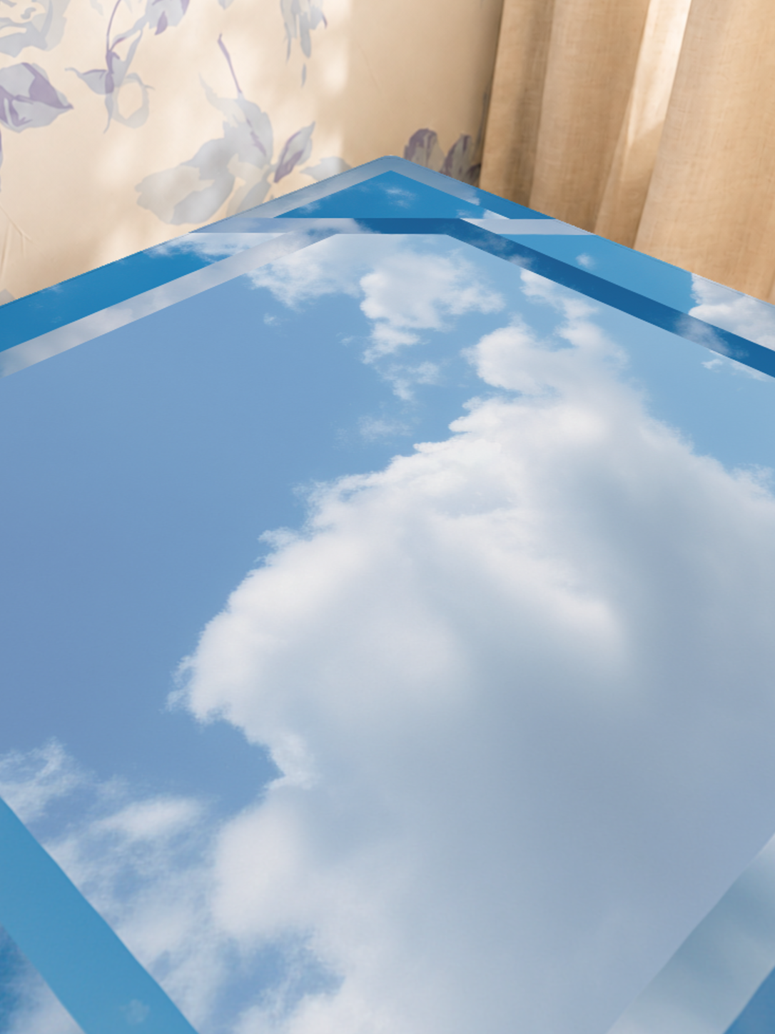 Above the Clouds mahjong mat — Sunlit Close-up