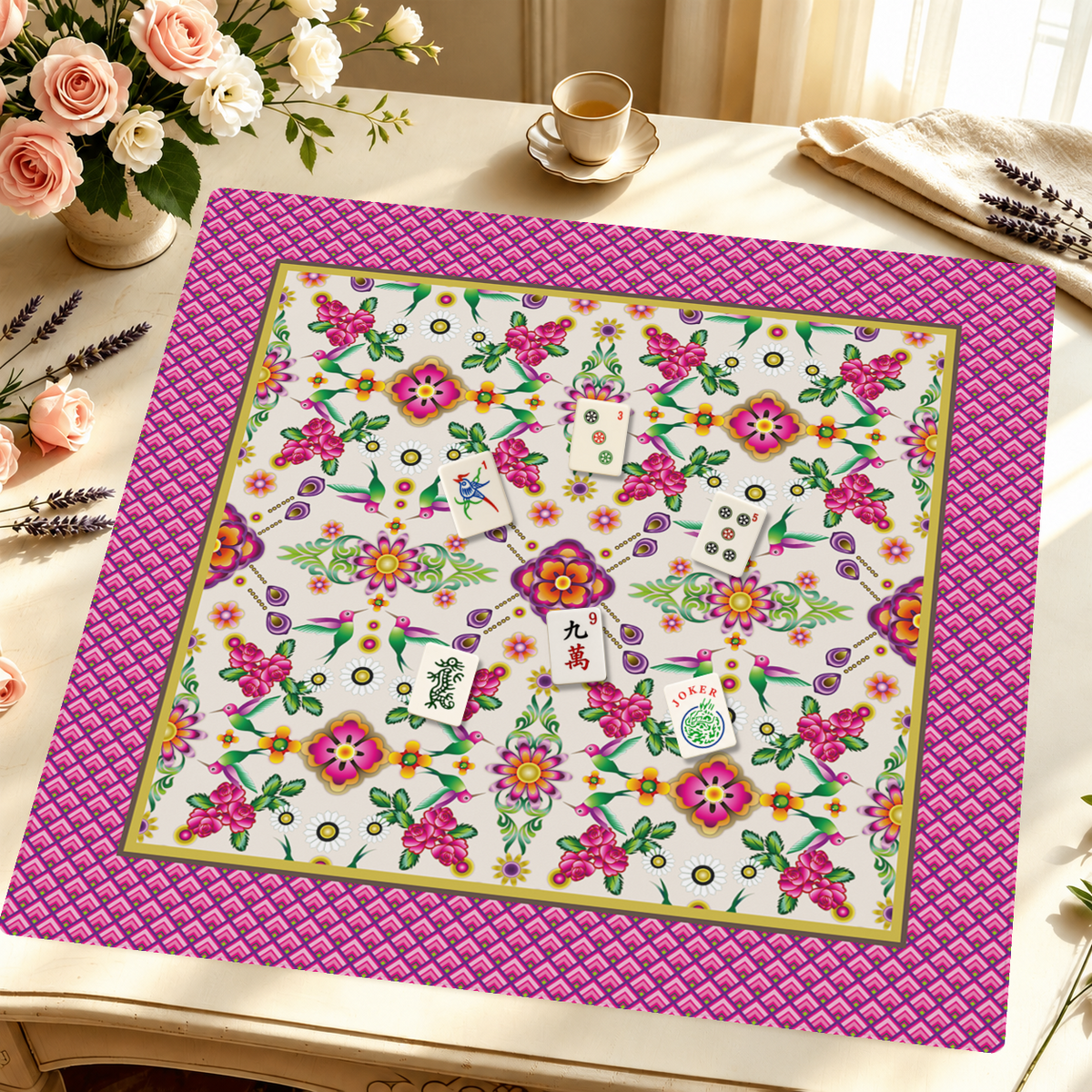 Ala Fucsia mahjong mat — Styled Tile Table