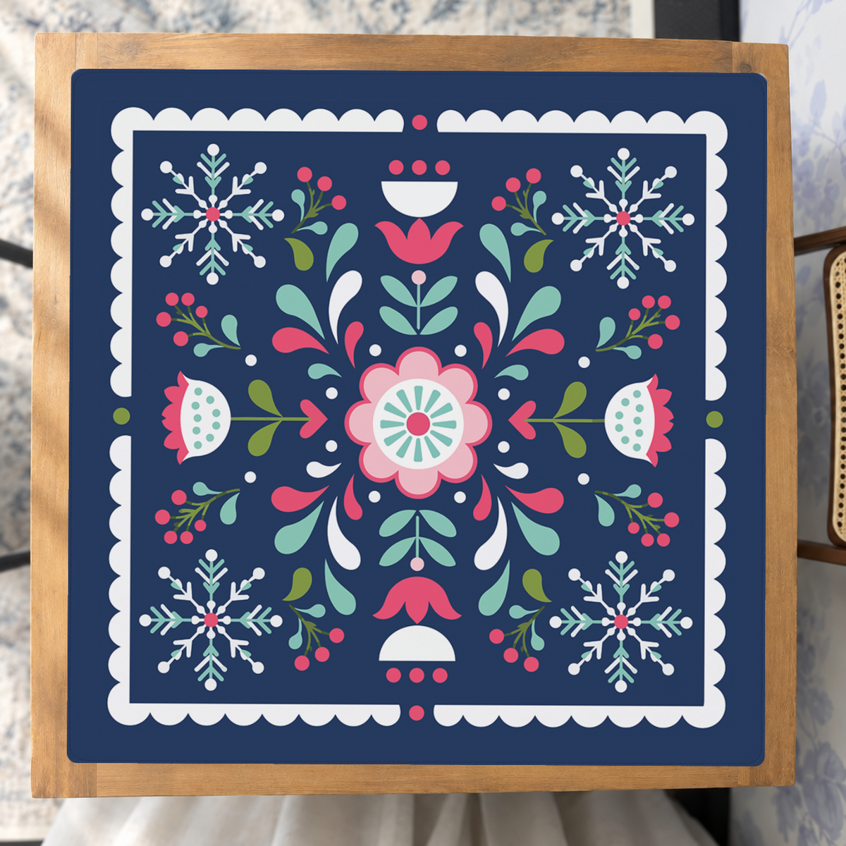 Alpine Blooms mahjong mat — Studio Overhead