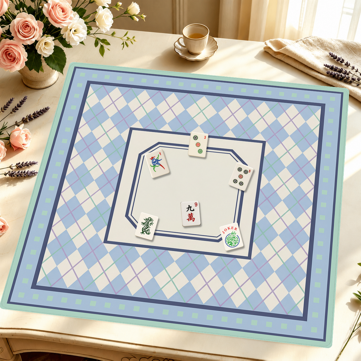 Argyle My Love mahjong mat — Styled Tile Table