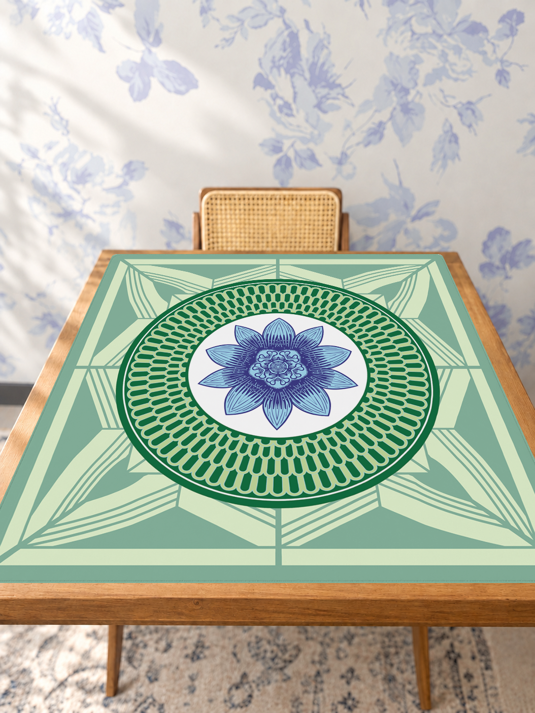 Azul Vivo mahjong mat — Studio Table Angle