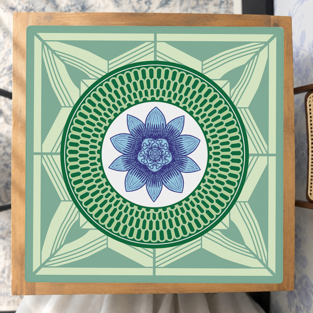 Azul Vivo mahjong mat — Studio Overhead