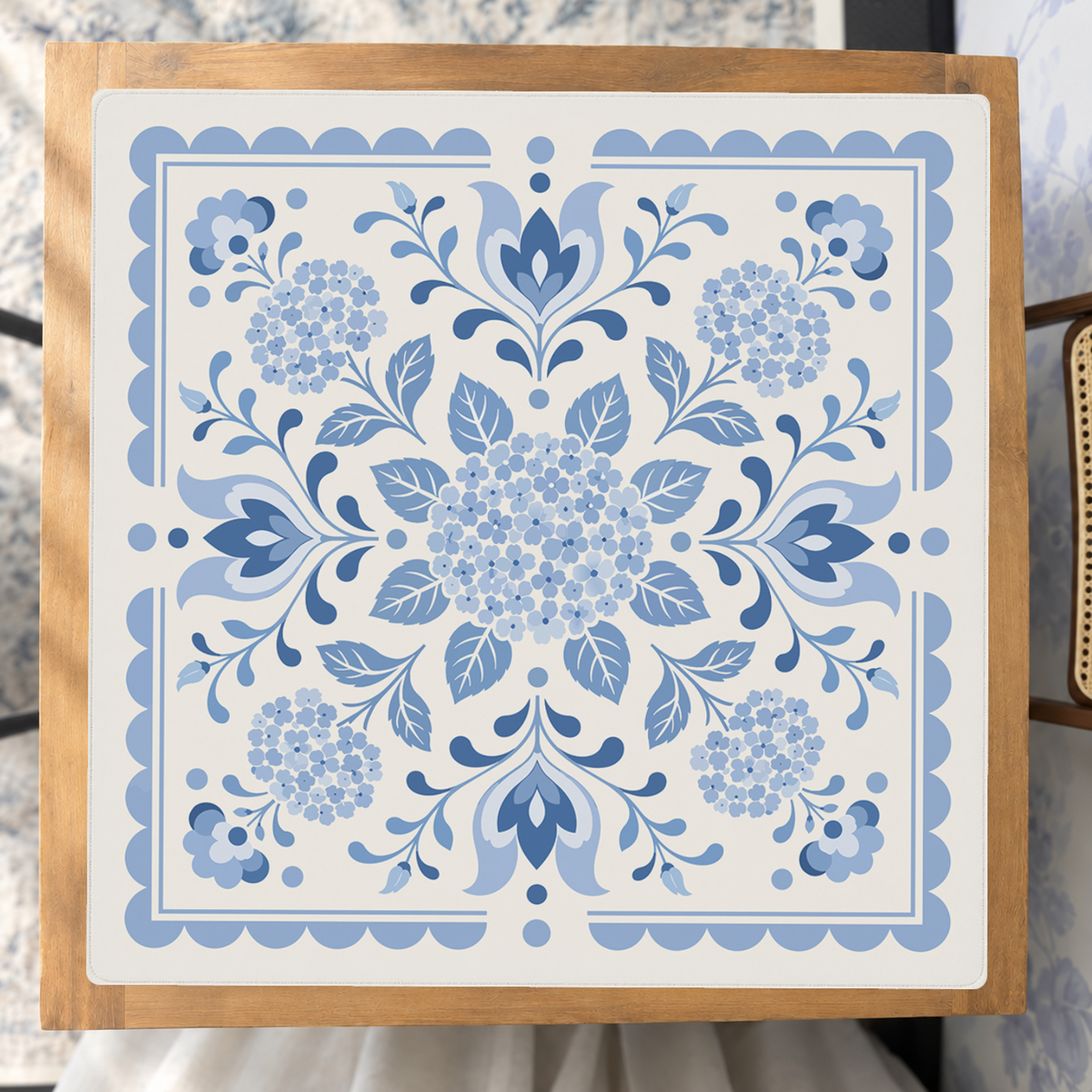 Baby Blue Blooms mahjong mat — Studio Overhead