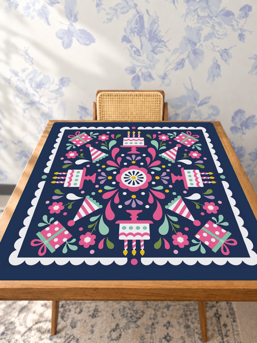 Bam Birthday mahjong mat — Studio Table Angle