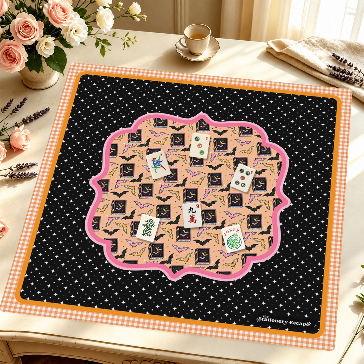 Bats and Books mahjong mat — Styled Tile Table