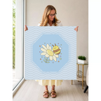 Bee Sweet | Blue mahjong mat — Held Mat Portrait