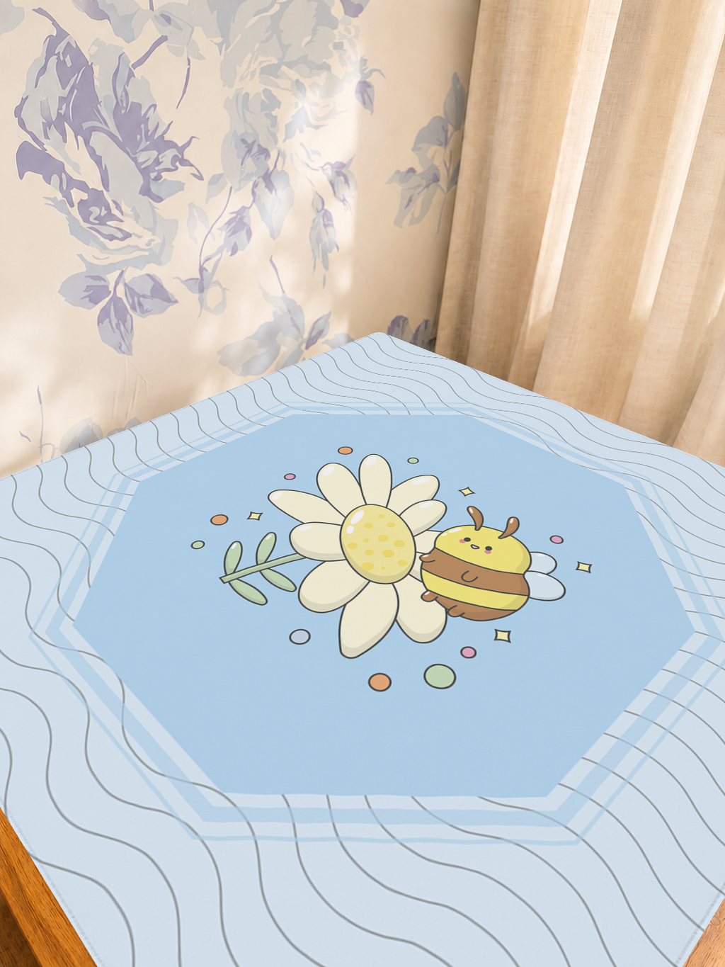 Bee Sweet | Blue mahjong mat — Sunlit Detail