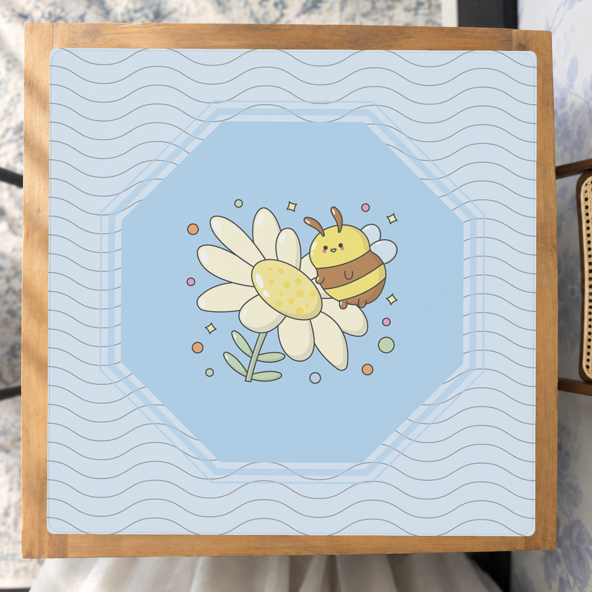 Bee Sweet | Blue mahjong mat — Studio Overhead