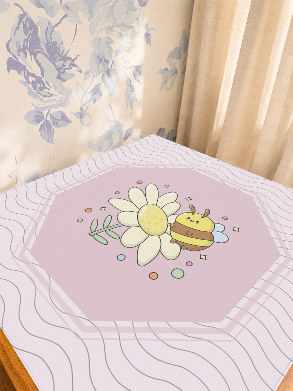 Bee Sweet | Pink mahjong mat — Sunlit Detail