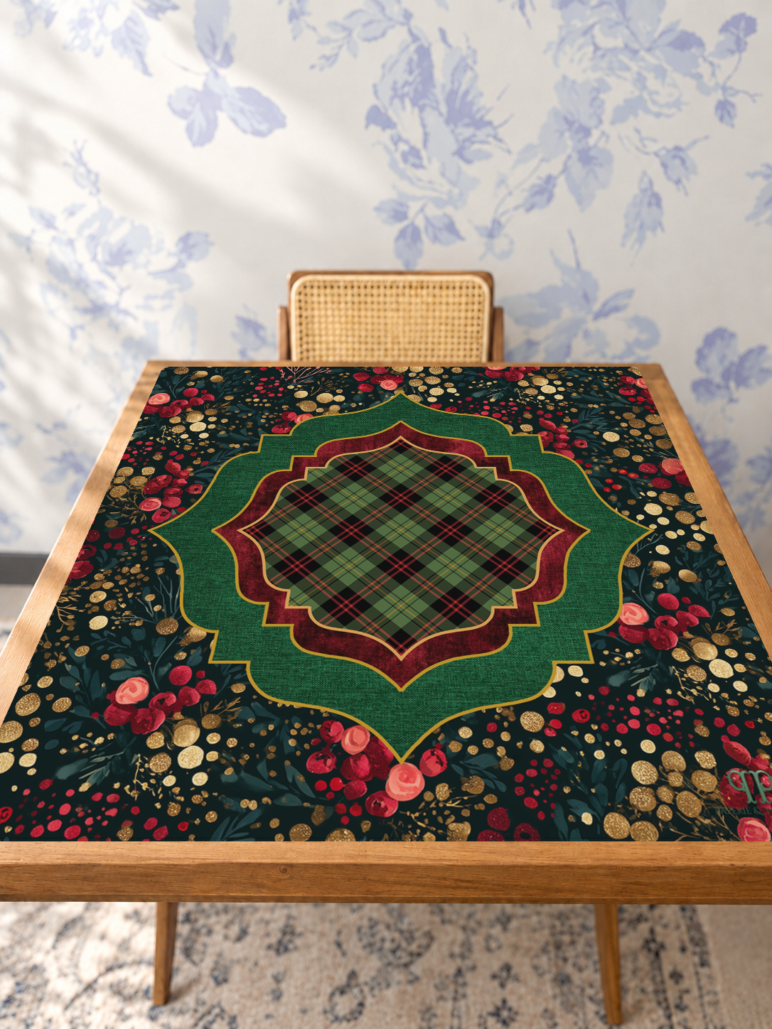 Berry and Bright mahjong mat — Studio Table Angle