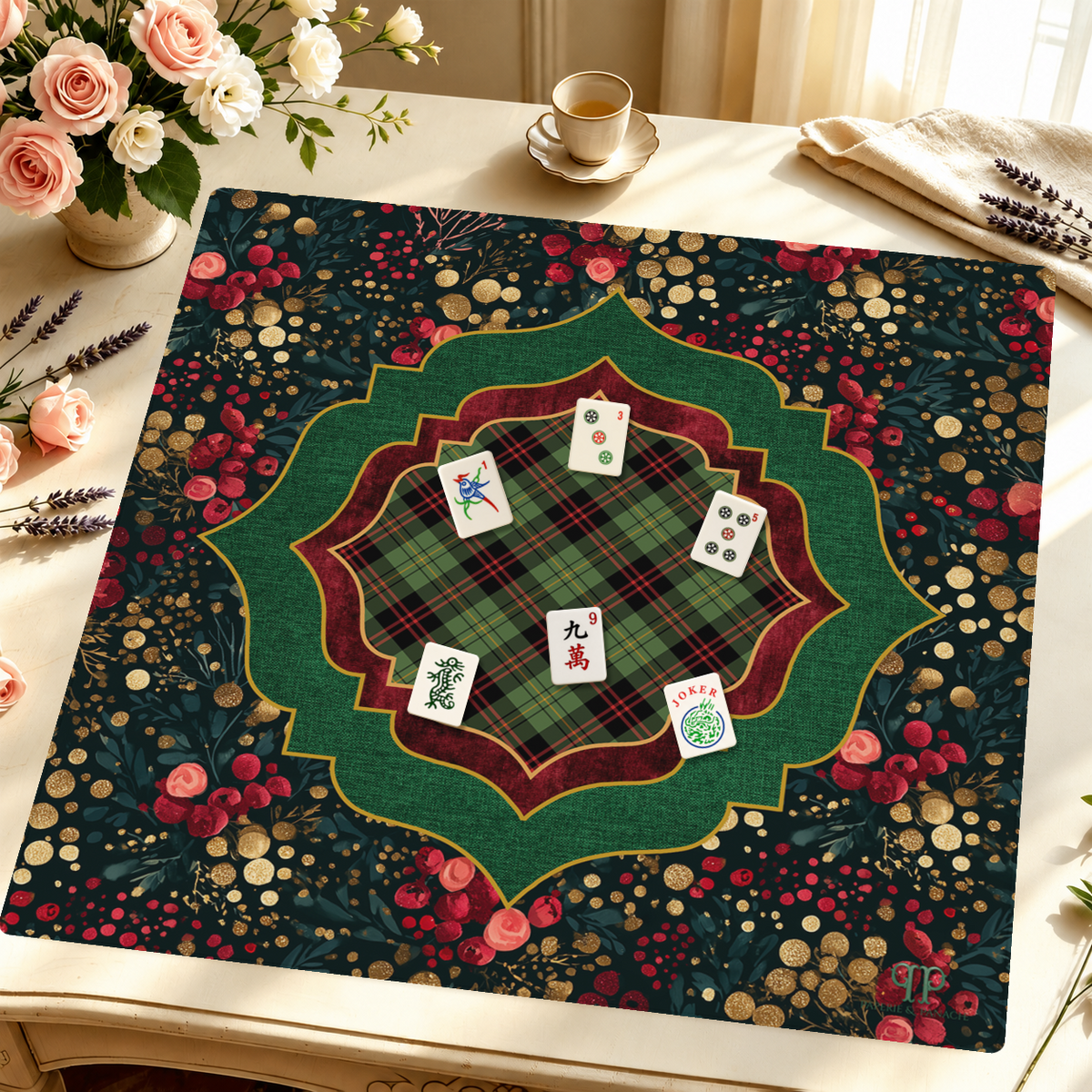 Berry and Bright mahjong mat — Styled Tile Table