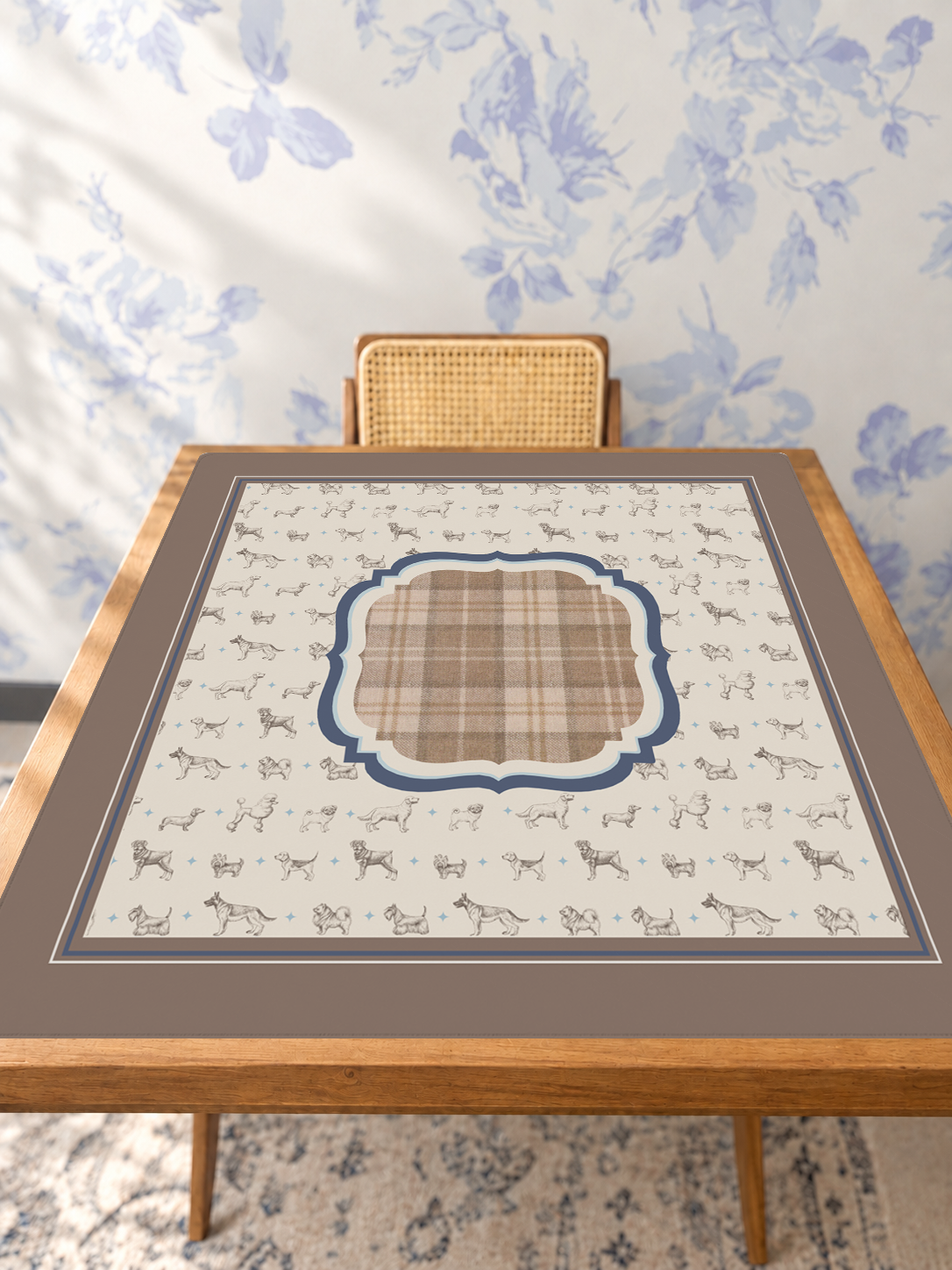 Best in Plaid mahjong mat — Studio Table Angle