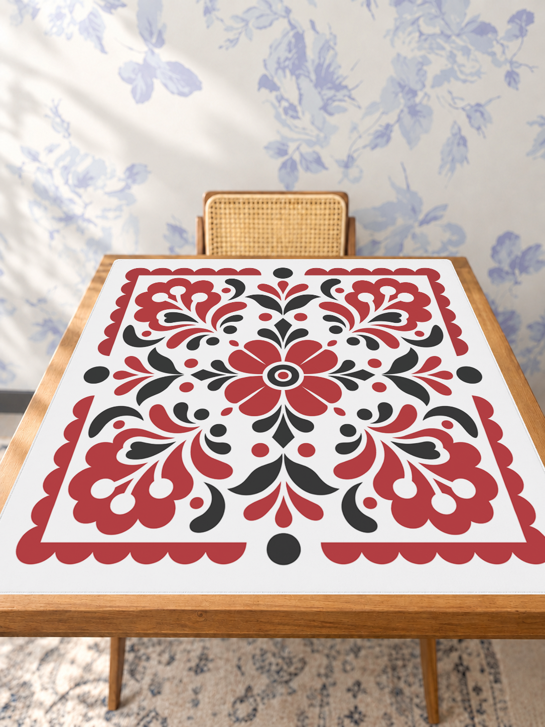 Between the Blooms mahjong mat — Studio Table Angle