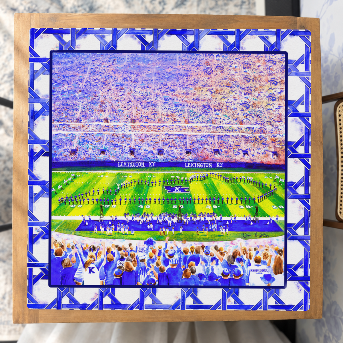 Big Blue Bleachers mahjong mat — Studio Overhead
