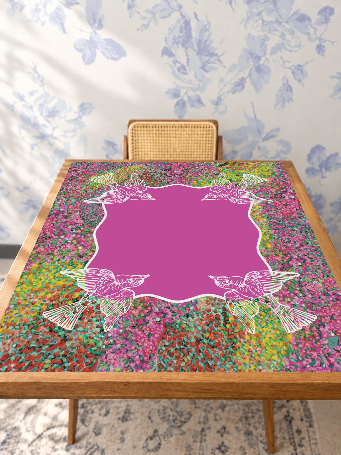 Birds In Flight mahjong mat — Studio Table Angle
