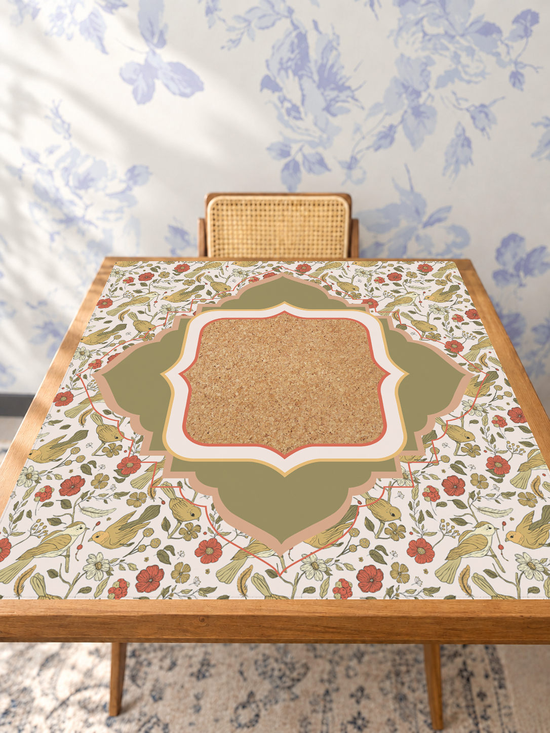 Birdsong mahjong mat — Studio Table Angle