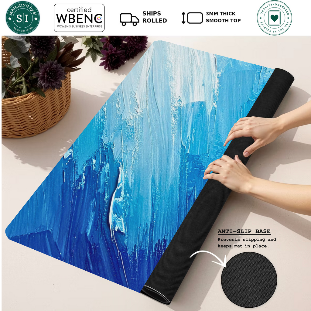 Blank Canvas Blue mahjong mat — Rolled Mat Feature Image