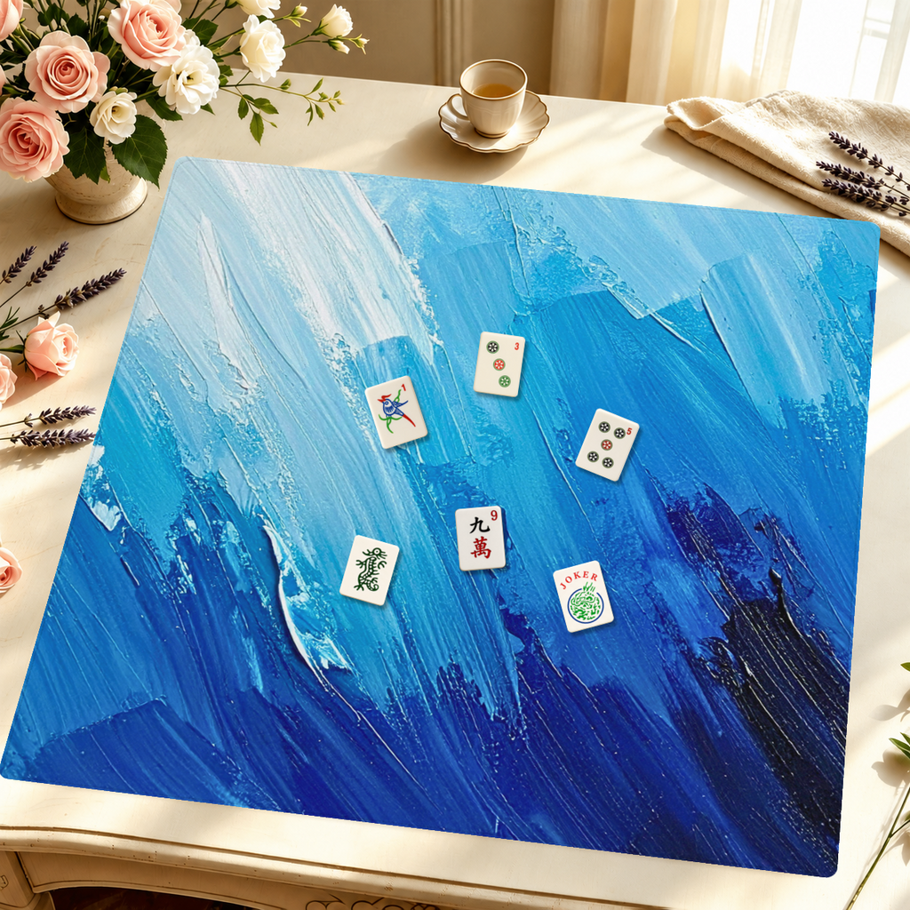 Blank Canvas Blue mahjong mat — Styled Tile Table