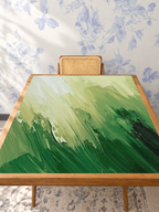 Blank Canvas Green mahjong mat — Studio Table Angle