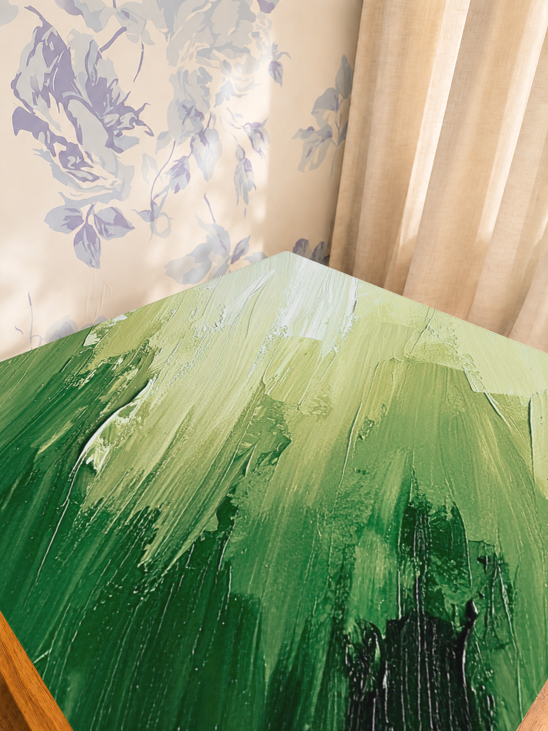 Blank Canvas Green mahjong mat — Sunlit Detail