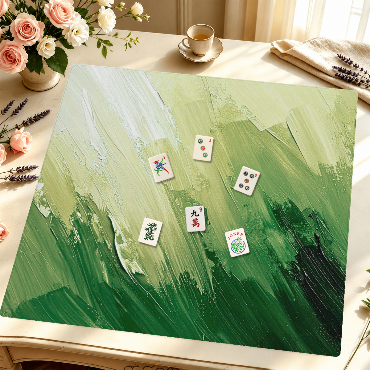 Blank Canvas Green mahjong mat — Styled Tile Table
