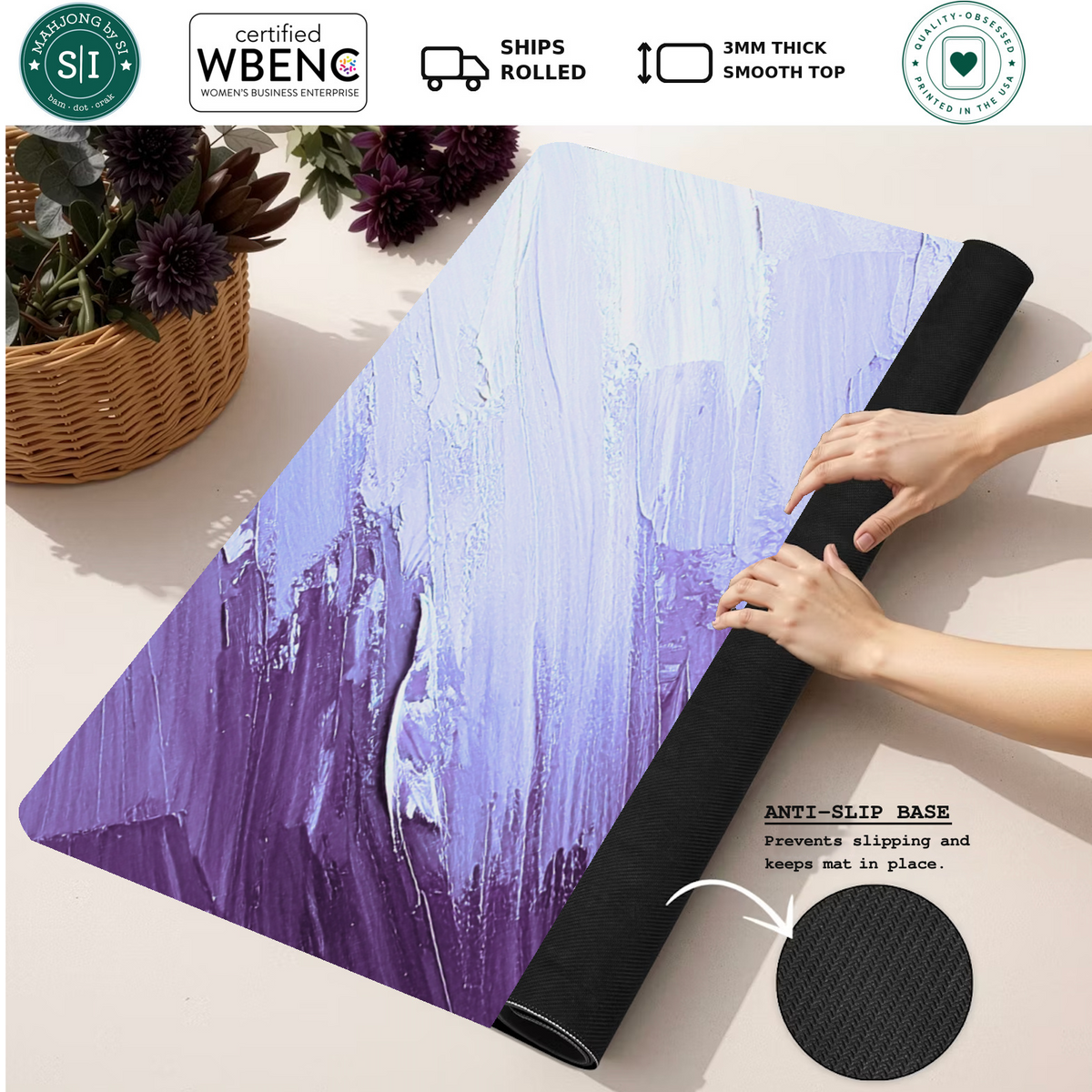 Blank Canvas Purple mahjong mat — Rolled Mat Feature Image
