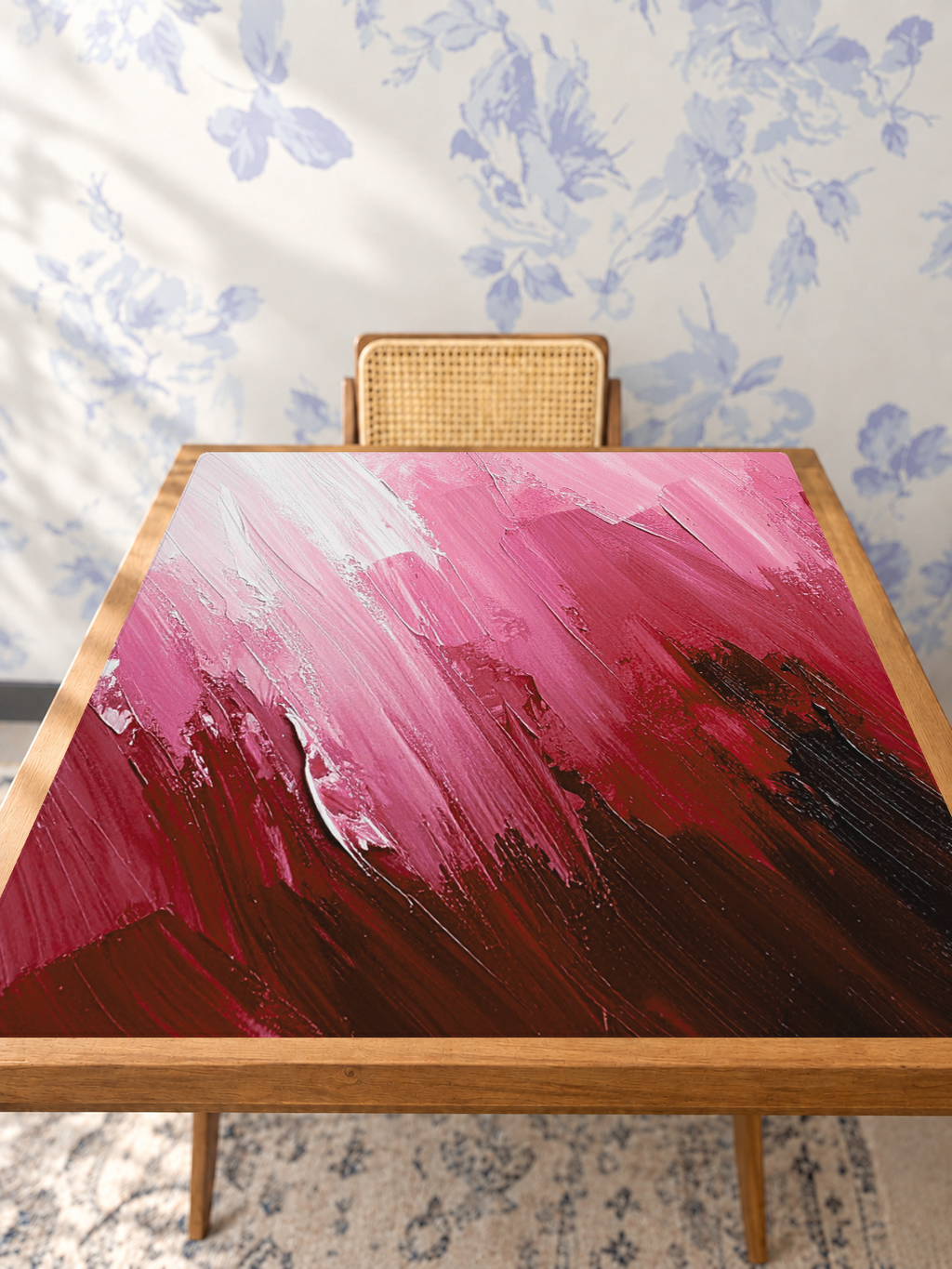 Blank Canvas Red mahjong mat — Studio Table Angle