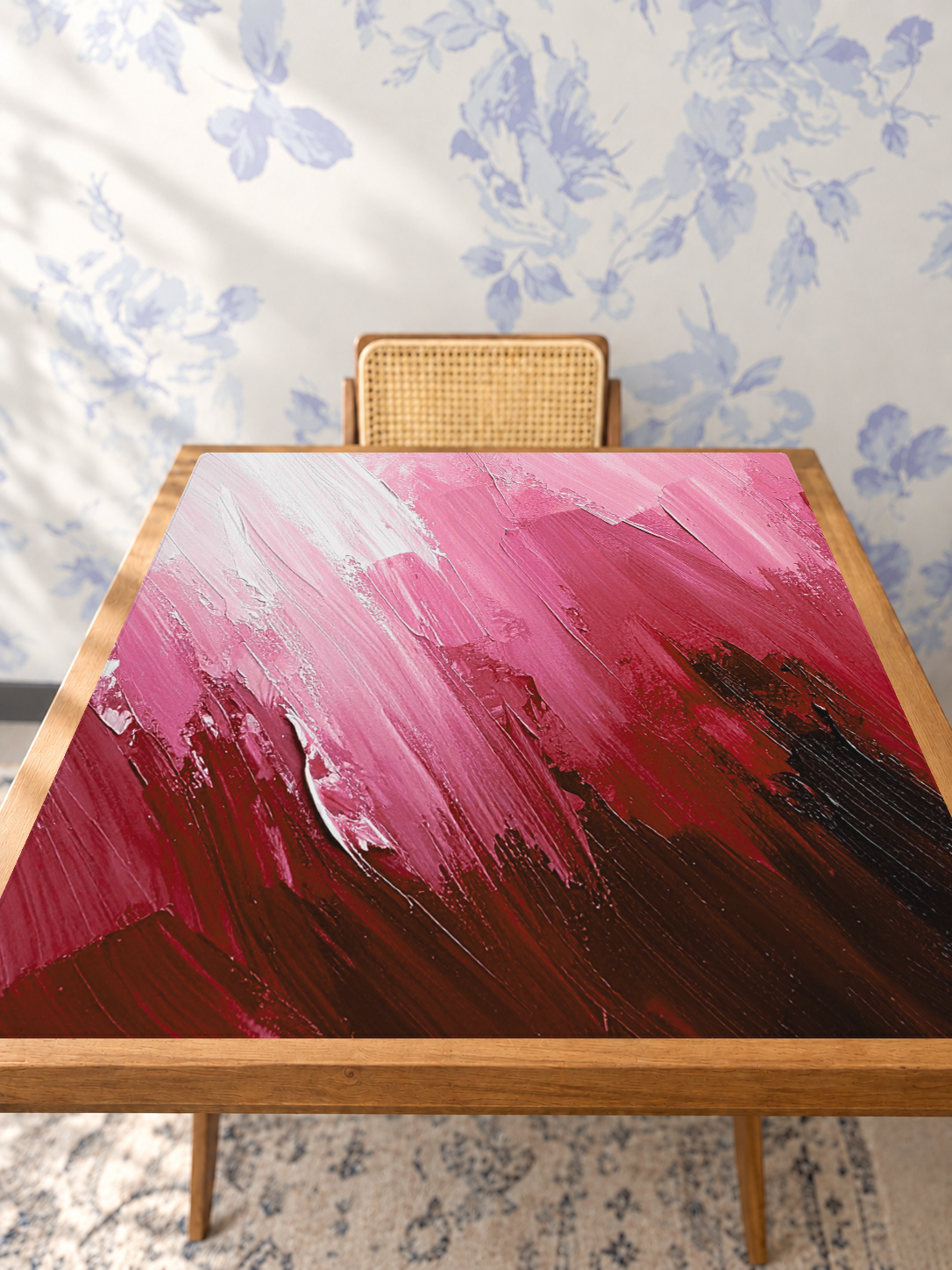 Blank Canvas Red mahjong mat — Studio Table Angle