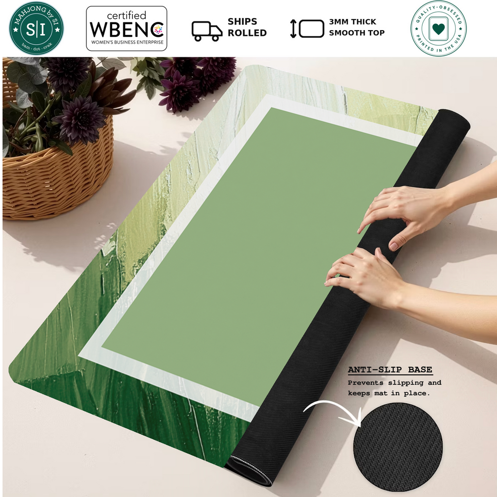 Blank Canvas  | Green Square mahjong mat — Rolled Mat Feature Image