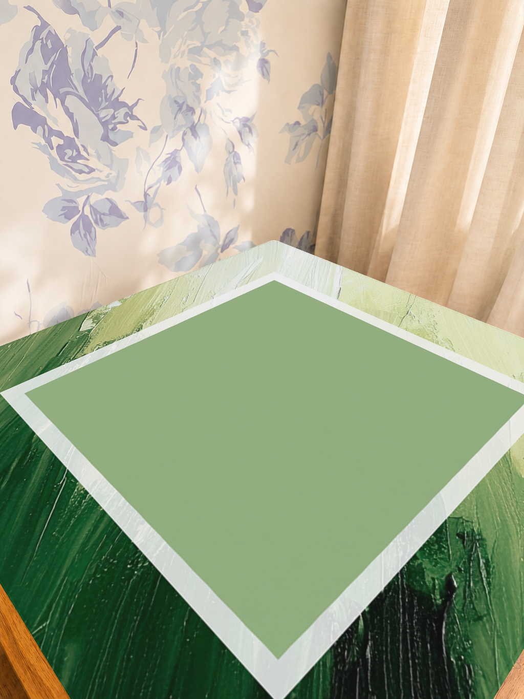 Blank Canvas  | Green Square mahjong mat — Sunlit Detail