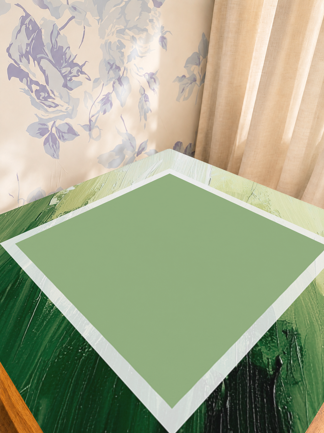 Blank Canvas  | Green Square mahjong mat — Sunlit Detail