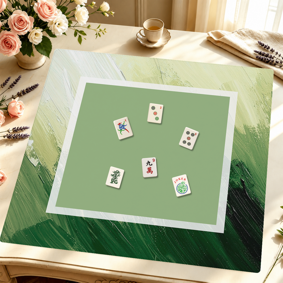 Blank Canvas  | Green Square mahjong mat — Styled Tile Table