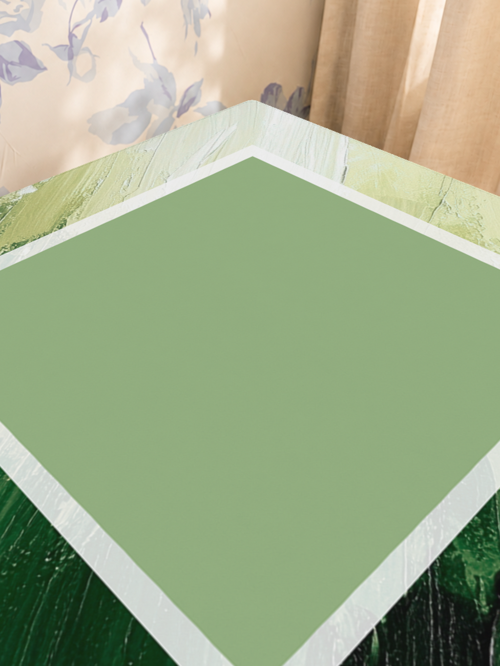 Blank Canvas  | Green Square mahjong mat — Sunlit Close-up