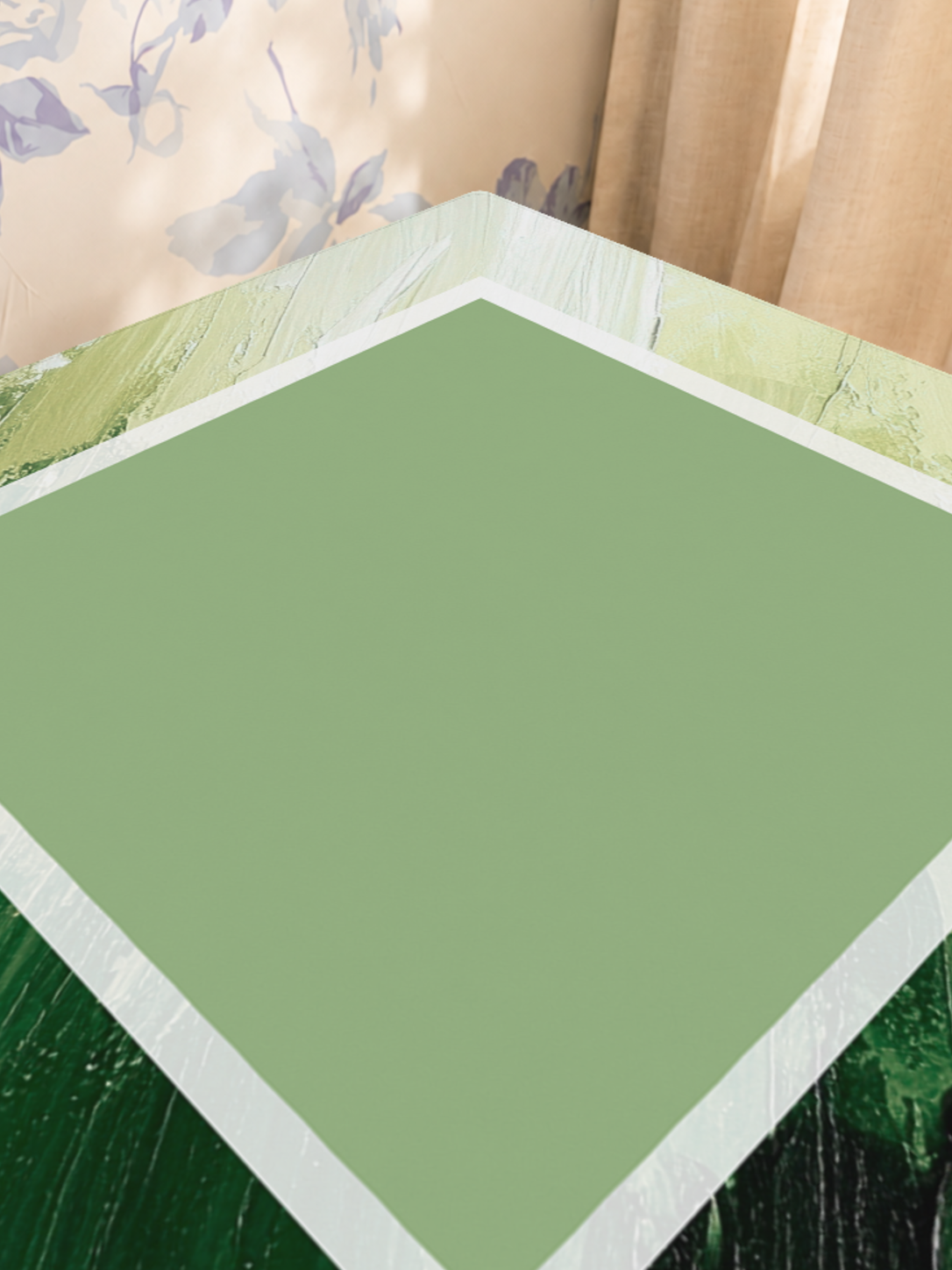 Blank Canvas  | Green Square mahjong mat — Sunlit Close-up