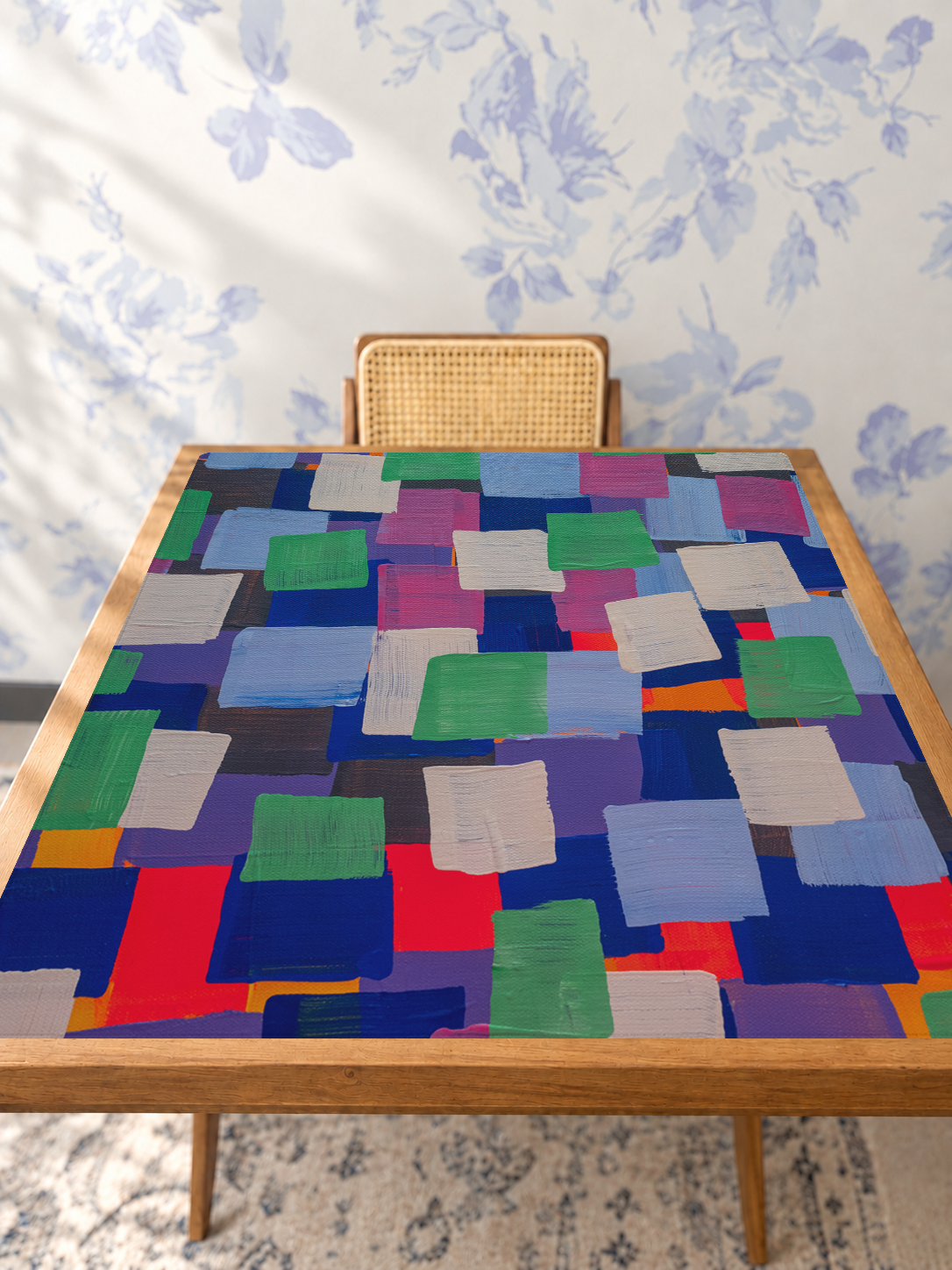 Block Party Brilliance mahjong mat — Studio Table Angle