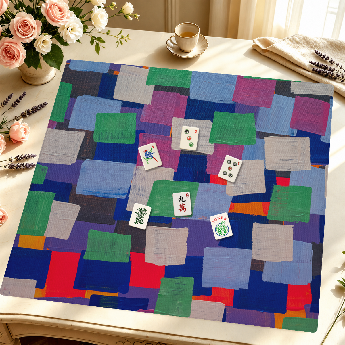 Block Party Brilliance mahjong mat — Styled Tile Table