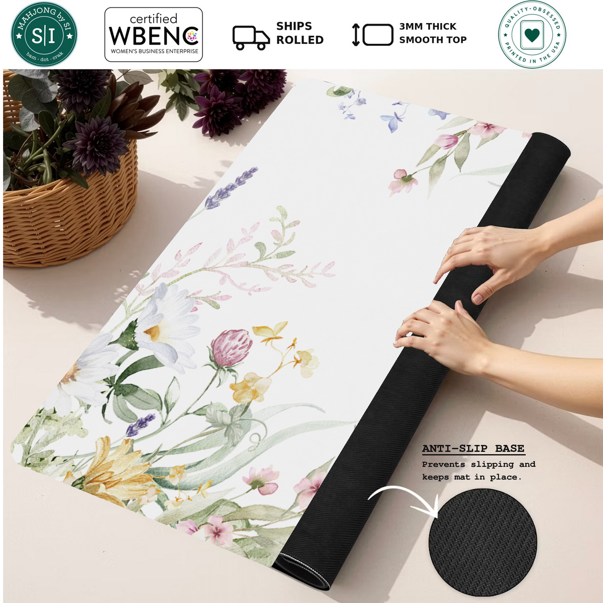 Bloom Service | Blue mahjong mat — Rolled Mat Feature Image