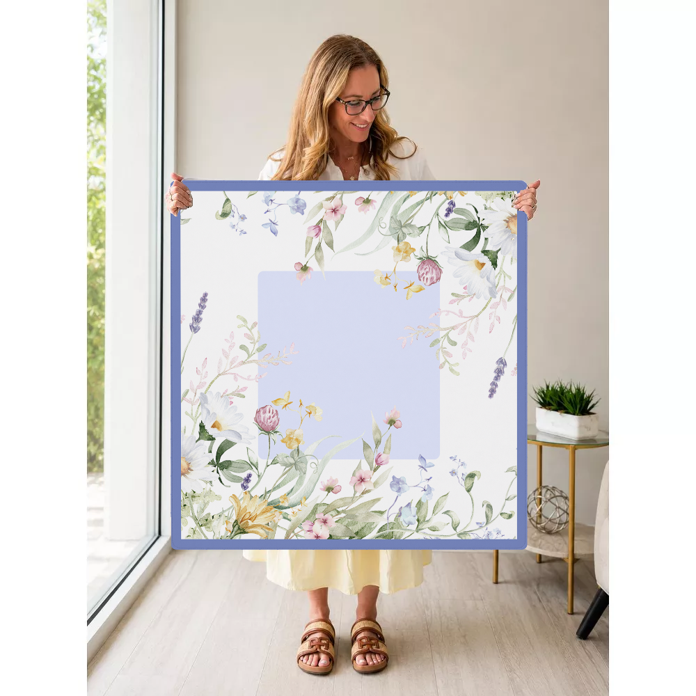 Bloom Service | Blue Square mahjong mat — Held Mat Portrait