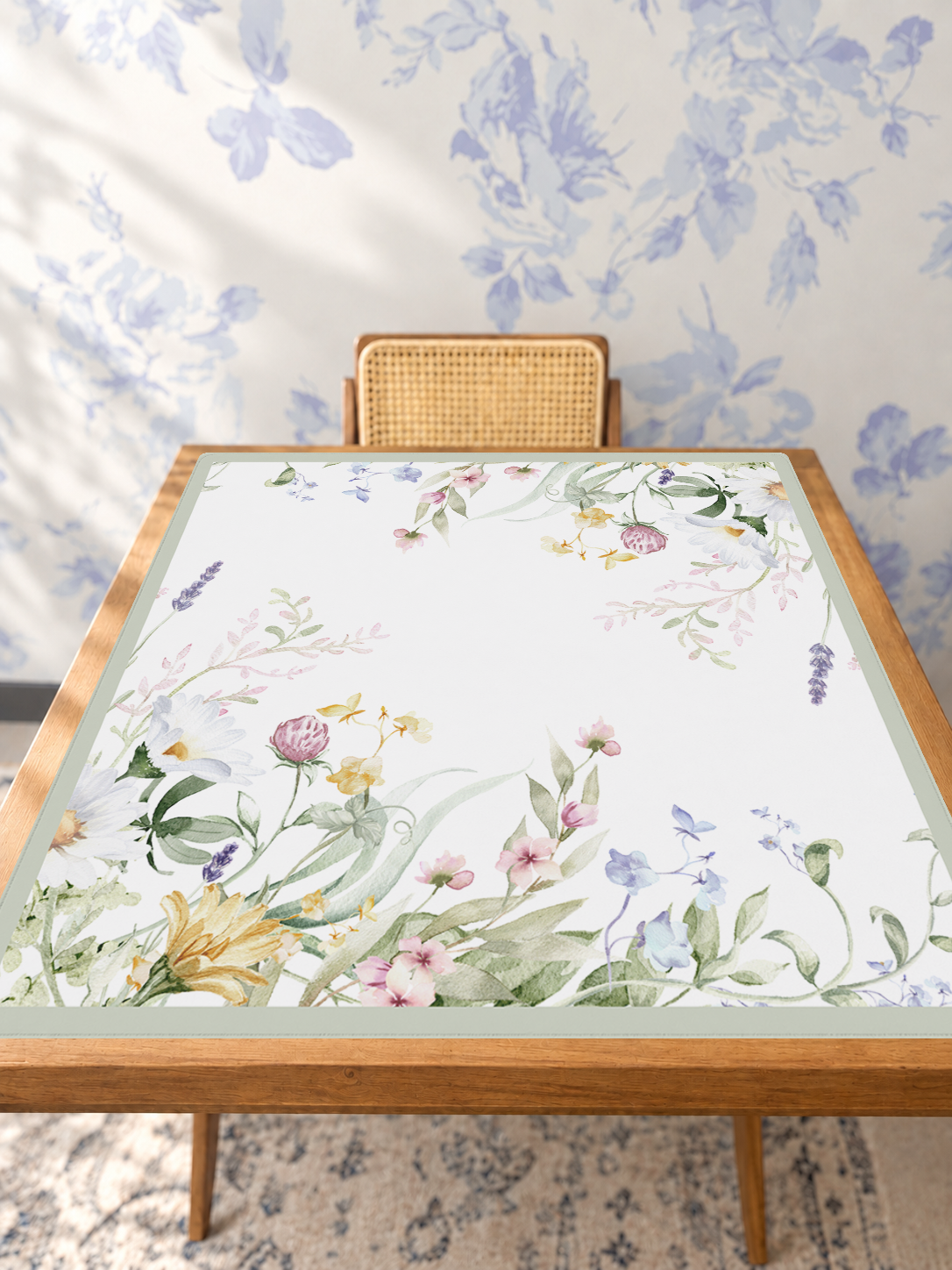 Bloom Service | Green mahjong mat — Studio Table Angle