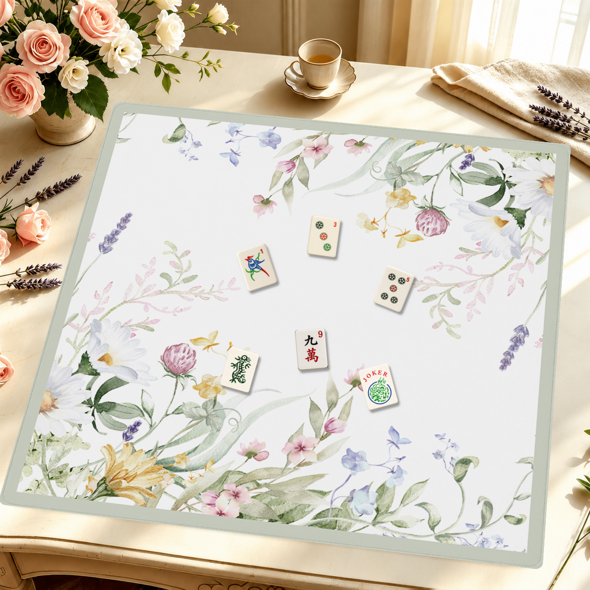 Bloom Service | Green mahjong mat — Styled Tile Table