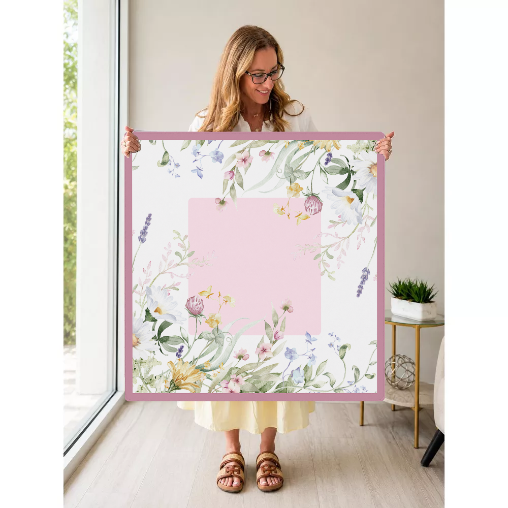 Bloom Service  | Pink Square mahjong mat — Held Mat Portrait