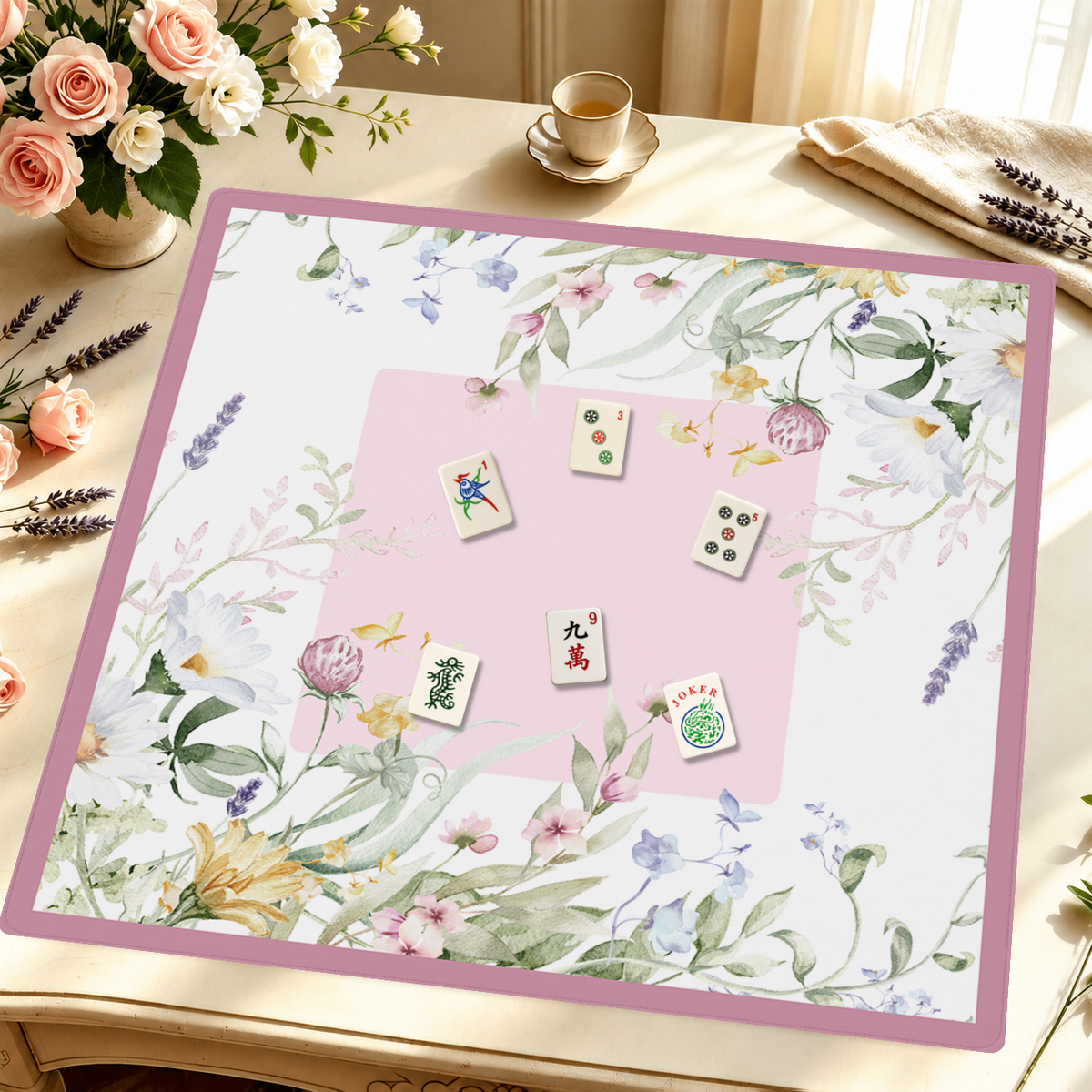 Bloom Service  | Pink Square mahjong mat — Styled Tile Table