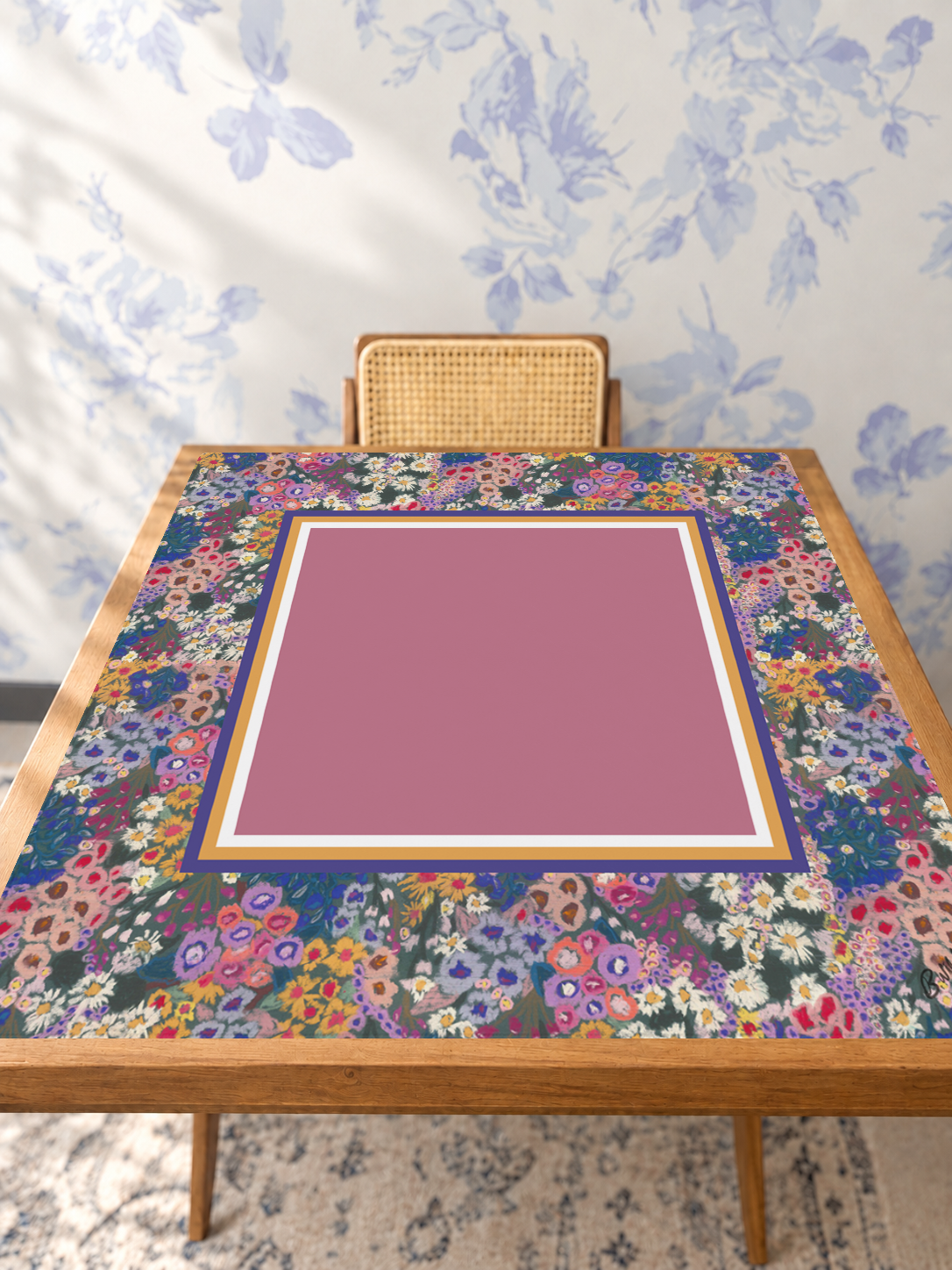 Bloomin Dots mahjong mat — Studio Table Angle