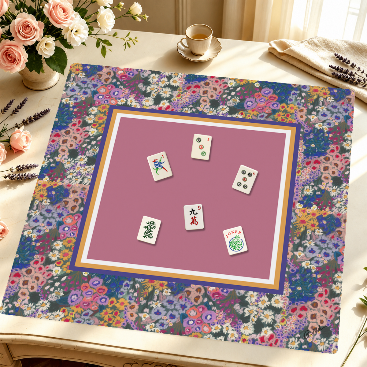 Bloomin Dots mahjong mat — Styled Tile Table