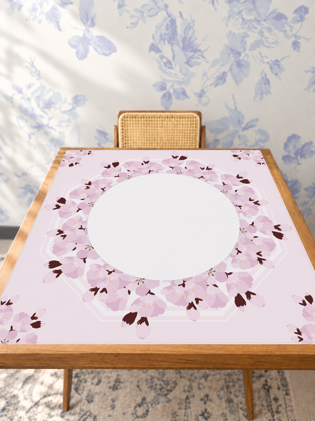 Blossom Bomb mahjong mat — Studio Table Angle