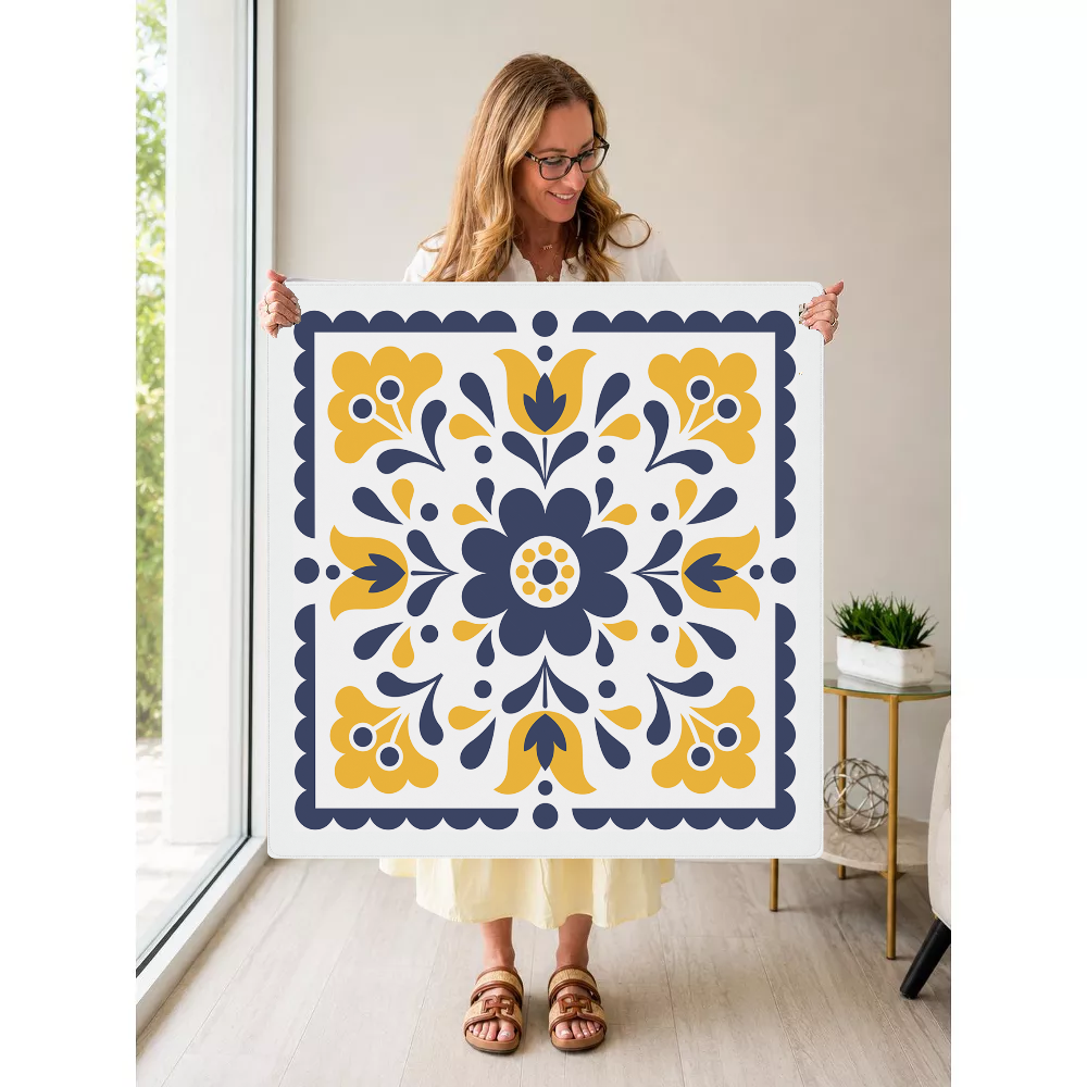 Blue Arbors mahjong mat — Held Mat Portrait